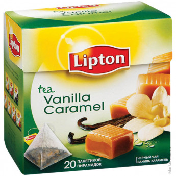 Чай Lipton Vanilla Caramel, черный, 20 пакетиков-пирамидок по 1,7гр