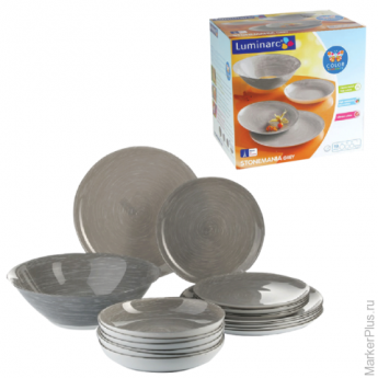 Набор посуды столовый "Stonemania Grey", 19 предметов, серый, LUMINARC, H5717