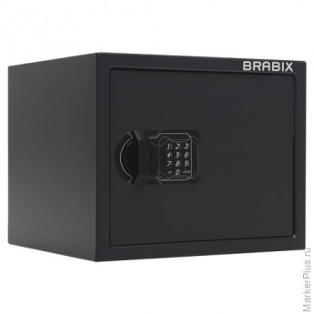 Сейф мебельный BRABIX "SF-280EL", 280х350х300 мм, электронный замок, черный, 291149, S103BR212414