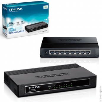 Коммутатор TP-LINK TL-SG1008D, 8RJ45, LAN 10/100/1000 Мбит/с, проводной