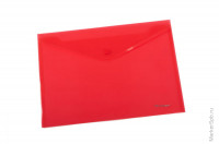 Папка-конверт на кнопке А4, 180мкм, красная, 5 шт/в уп