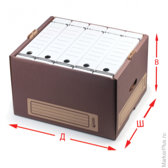 Короб архивный "Универсальный короб", 44х34х26,5 см, надстраиваемый, без крышки, картон