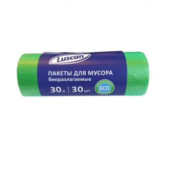 Мешки для мусора ПНД 30л 10мкм 30шт/рул зеленые 50x60см Luscan Bio