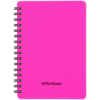Записная книжка А6 60л. на гребне OfficeSpace 'Neon', розовая пластиковая обложка, 3 шт/в уп