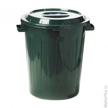 Контейнер 90 литров для мусора, БАК+КРЫШКА (высота 64 см х диаметр 60 см), зеленый, IDEA, М 2394/ЗЕЛ