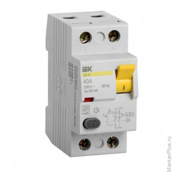 УЗО выключатель диф. тока IEK ВД1-63 2п 40А 30мА тип AC MDV10-2-040-030 УЗО выключатель диф. тока IEK ВД1-63 2п 40А 30мА тип AC MDV10-2-040-030