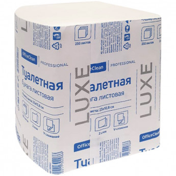 Бумага туалетная листовая OfficeClean Professional (V-сложение) 2-слойная, 250лист/пач, белая, 30 шт/в уп