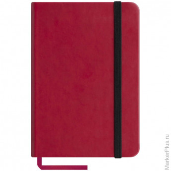 Записная книжка А6 96л., кожзам "Classic Velvet", красный, тонир.блок, ляссе, на резинке, карман