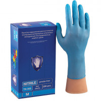 Перчатки нитриловые смотровые КОМПЛЕКТ 100 пар (200шт), размер M (средний), голубые, SAFE&CARE, TN 303
