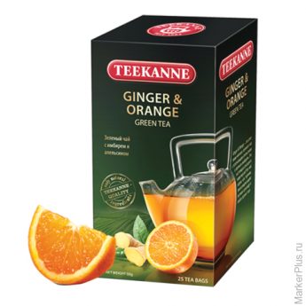 Чай TEEKANNE (Тикане) "Ginger&Orange", зеленый, имбирь/апельсин, 25 пакетиков