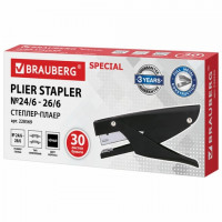 Степлер-плаер BRAUBERG "Extra Easy Press", №24/6, до 30 листов, металлический корпус, черный, 228569