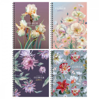 Тетрадь 80л., А5, клетка на гребне BG 'Flower gallery', глянцевая ламинация, твердая обложка