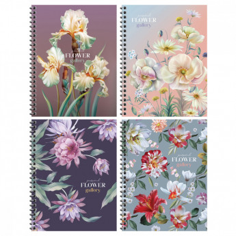 Тетрадь 80л., А5, клетка на гребне BG 'Flower gallery', глянцевая ламинация, твердая обложка