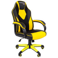 Кресло игровое Chairman "Game 17", экокожа черная/желтая, ткань TW черная, механизм качания