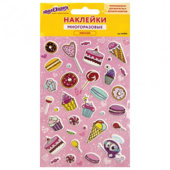 Наклейки зефирные 'Сладости', многоразовые, 10х15 см, ЮНЛАНДИЯ, 661800