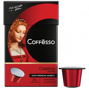 Кофе в капсулах COFFESSO 'Classico Italiano' для кофемашин Nespresso, 20 порций, арабика 100%, 101228, комплект 20 шт