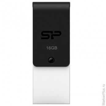 Флэш-диск 16 GB, SILICON POWER X21 OTG+USB, черный, SP16GBUF2X21V1K