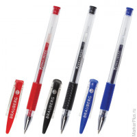 Ручки гелевые BRAUBERG "Number One", набор 3 шт., упаковка ассорти с европодвесом (синяя, черная, красная), 141305, комплект 3 шт