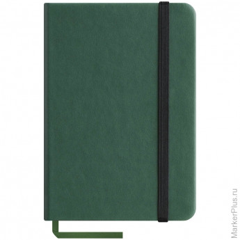 Записная книжка А6 96л., кожзам "Classic Velvet", зеленый, тонир.блок, ляссе, на резинке, карман