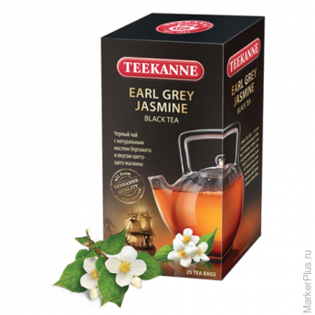 Чай TEEKANNE (Тикане) "Jasmine Earl Grey", черный, бергамот/жасмин, 25 пакетиков