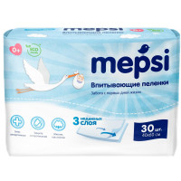 Пеленки впитывающие детские MEPSI 40х60 30 шт/уп, комплект 30 шт