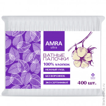 Ватные палочки 400 шт., AMRA, пакет, ш/к 88819, 1264 Ватные палочки 400 шт., AMRA, пакет, ш/к 88819, 1264