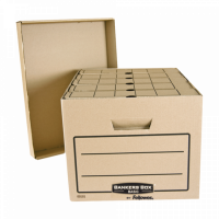 Короб архивный (445x270х335 мм), с крышкой, гофрокартон, FELLOWES (BANKERS BOX) "Basic", FS-00101