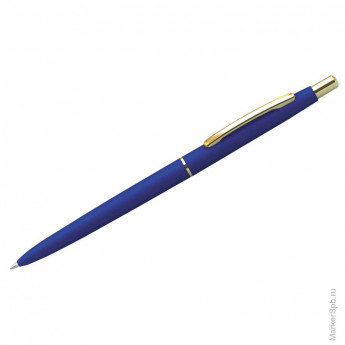 Ручка шариковая "Silk Premium" синяя, 0,7мм, корпус синий/золото, автоматическая, пластик.футляр