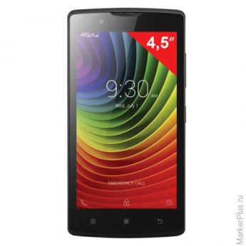 Смартфон LENOVO A2010, 4,5", 2 SIM, 3G, 2/5 Мп, 8 Гб, microSD, черный, пластик, PA1J0009RU