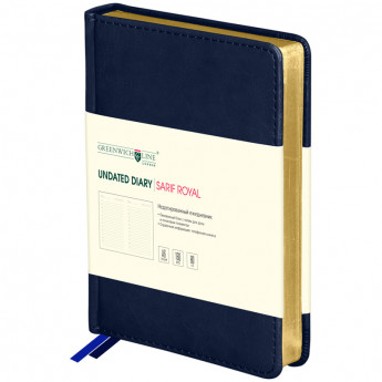 Ежедневник недатированный, A6, 160л., кожзам, GreenwichLine "Sarif Royal", синий, золотой срез