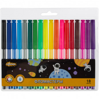 Фломастеры набор №1School Space time 18цв.,вентилир.,смыв.,ПВХ-пакет