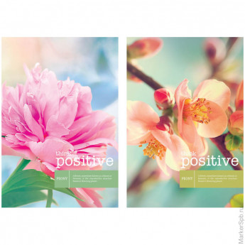 Записная книжка 80л. А6 на гребне "Цветы. Think positive"