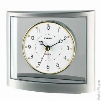 Часы-будильник SCARLETT SC-855, электронный сигнал, пластик, "серебро", SC - 855