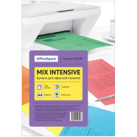Бумага цветная OfficeSpace intensive mix А4, 80г/м2, 100л. (5 цветов)