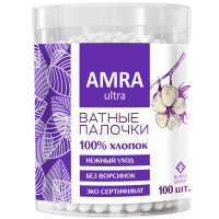Ватные палочки 100 шт., AMRA, пластиковый стакан, ш/к 82480, П00055403 Ватные палочки 100 шт., AMRA, пластиковый стакан, ш/к 82480, П00055403
