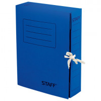 Папка для бумаг с завязками STAFF, микрогофрокартон, 75 мм, до 700 листов, синяя, 128 870