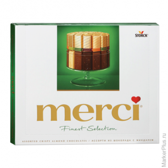 Конфеты MERCI ассорти из шоколада с миндалем, 250 г, ГЕРМАНИЯ, 014457-20
