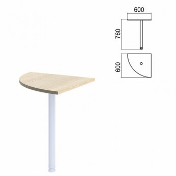 Стол приставной угловой 'Арго' (ш600*г600 мм), БЕЗ ОПОРЫ, ясень шимо, А-036, ш/к32129