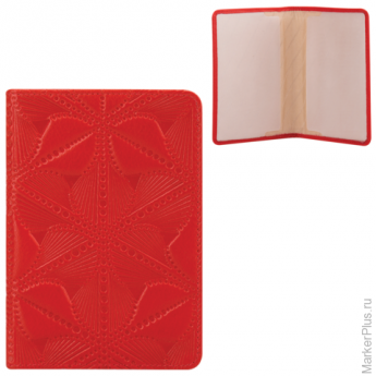 Обложка для паспорта FABULA "Abstraction", натуральная кожа, декоративное тиснение, красная, O.50.SE