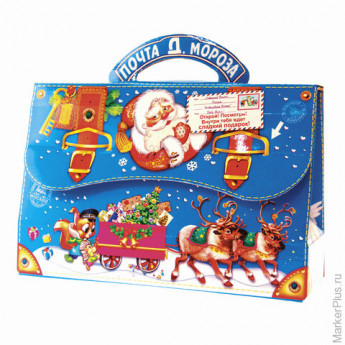 Подарок новогодний "Почта Деда Мороза", 600 г, набор конфет и пр., ассорти, картонная коробка, 1551