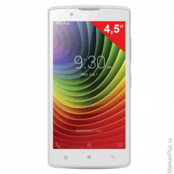 Смартфон LENOVO A2010, 4,5", 2 SIM, 3G, 2/5 Мп, 8 Гб, microSD, белый, пластик, PA1J0006RU