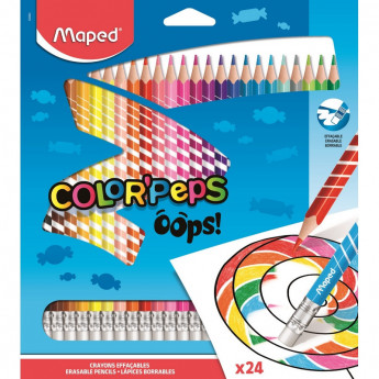 Карандаши цветные c ластиком Maped COLOR'PEPS OOPS,24 цв, пластик,832824
