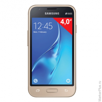 Смартфон SAMSUNG Galaxy J1 mini, 2 SIM, 4,0", 3G, 0,3/5 Мп, 8 Гб, microSD, золотой, пластик, SM-J105HZDDSER