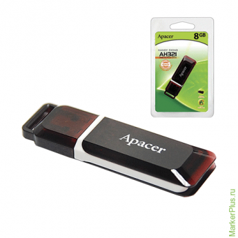 Флэш-диск 8 GB, APACER Handy Steno AH321, USB 2.0, карминно-красный, AP8GAH321R-1