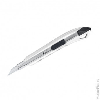 Нож канцелярский 9мм Berlingo "Razzor 200", auto-lock, металл.направл., белый, европодвес, 10 шт/в уп