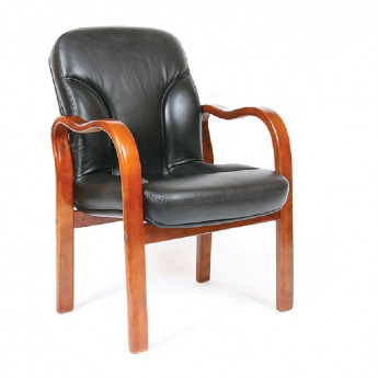 Конференц-кресло "Chairman 658" дерево, кожа COW черная
