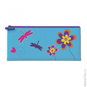 Пенал-косметичка BRAUBERG для учениц начальной школы, фиолетовый, "Стрекоза", 20х10 см, 226310