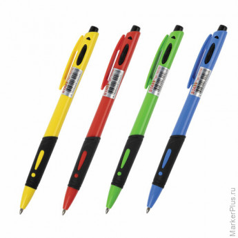 Ручка шариковая автоматическая с грипом STAFF "BP-16 Neon", СИНЯЯ, ассорти, линия письма 0,35 мм, 143750 Ручка шариковая автоматическая с грипом STAFF "BP-16 Neon", СИНЯЯ, ассорти, линия письма 0,35 мм, 143750