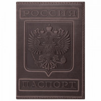 Обложка для паспорта натуральная кожа гладкая, 'Герб', вертикальная, коньяк, BRAUBERG, 237190