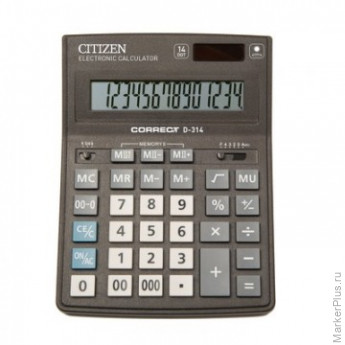 Калькулятор настольный CITIZEN Correct D-314/CDB1401BK, 14 разр, черн. Калькулятор настольный CITIZEN Correct D-314/CDB1401BK, 14 разр, черн.